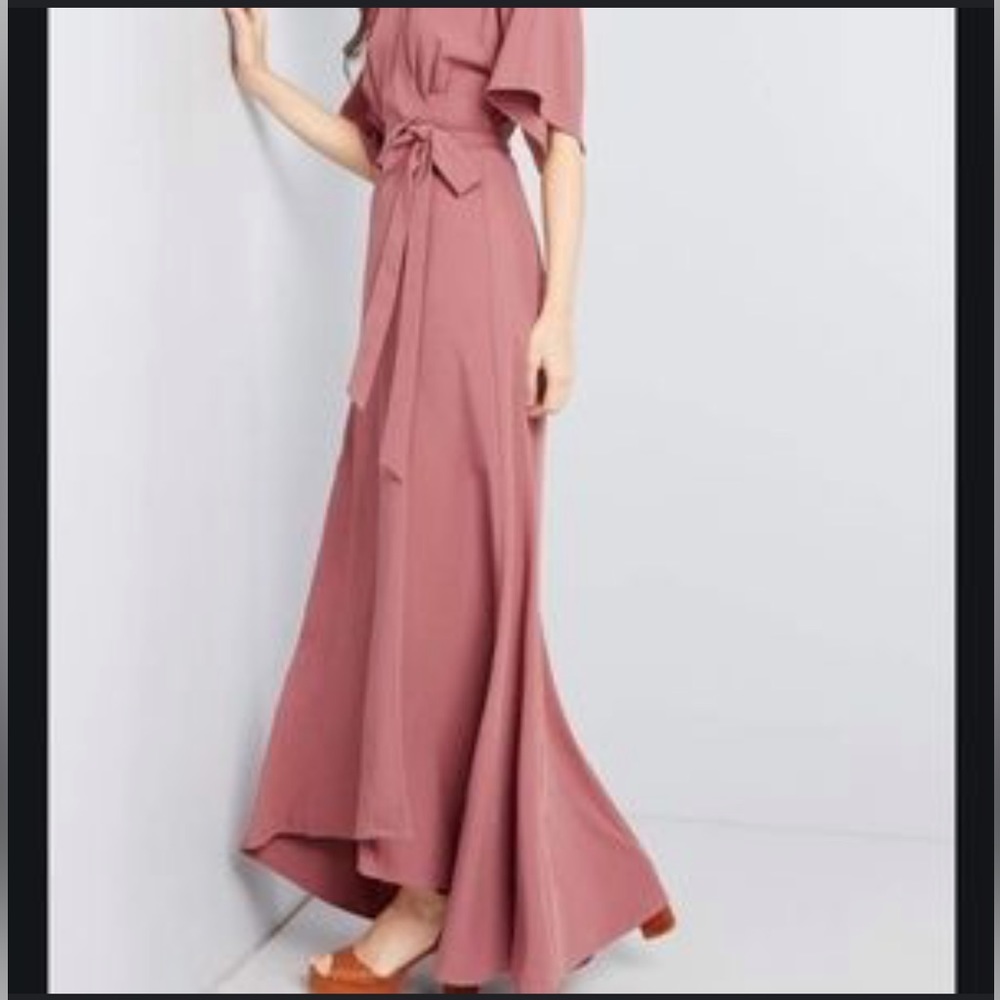 Hutch x ModCloth dusty rose wrap maxi dress
